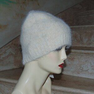 RARE Hansel from Basel Beanie Hat White Prototype Fuzzy Y2K Winter Cabin Ski